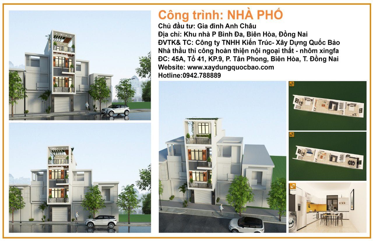 Công trình nhà phố 3 tầng 1 tum gia đình anh Châu tại Biên Hòa