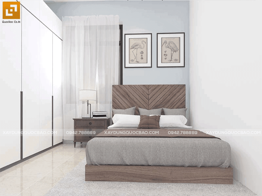 Phòng ngủ hiện đại dùng gam màu trung tính để tạo điểm nhấn