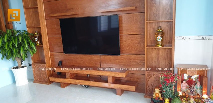 Kệ để tivi sử dụng gỗ cao cấp tạo điểm nhấn cho căn nhà