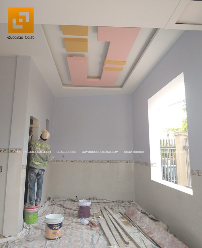 Màu sắc sơn nội thất được lựa chọn theo tông màu nhẹ nhàng tạo sự trang nhã