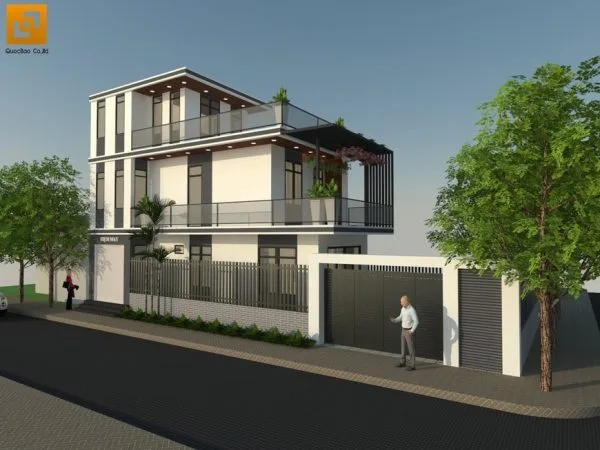 Phối cảnh tổng thể nhà phố hiện đại anh Hậu tại Trảng Bom