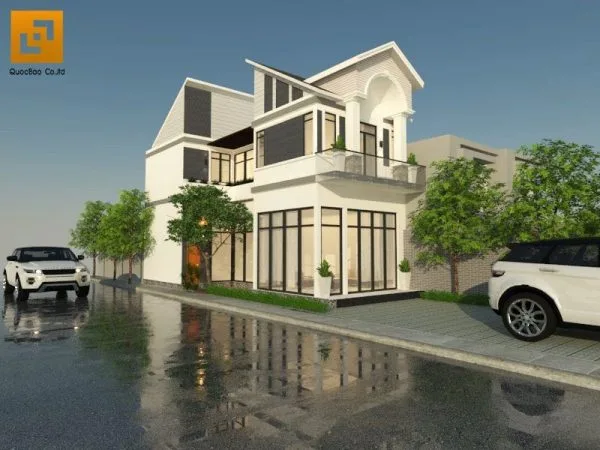 Phối cảnh ngoại thất biệt thự 2 tầng mái thái -BT19114