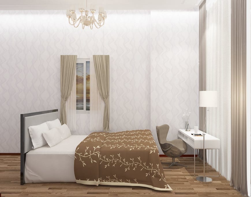 Phòng ngủ được bố trí thêm bàn đọc sách trong phòng