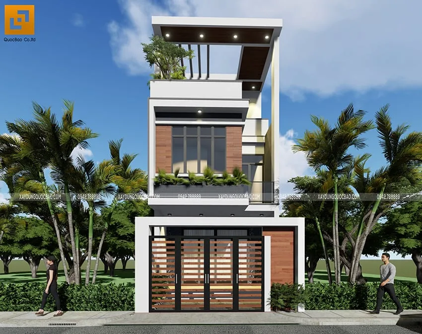 Nhà phố 3 tầng đẹp 5x17m tại Thuận An - NP20103 1 Công trình nhà phố 3 tầng hiện đại tại Biên Hòa, Đồng Nai của gia đình anh Tấn