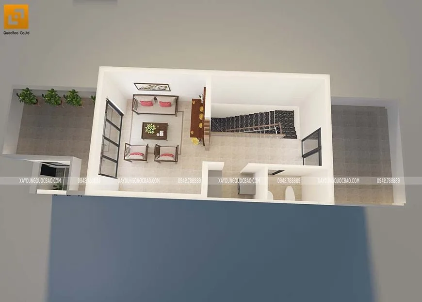Nhà phố 3 tầng đẹp 5x17m tại Thuận An - NP20103 8 Bố trí công năng tầng tum nhà ống 3 tầng