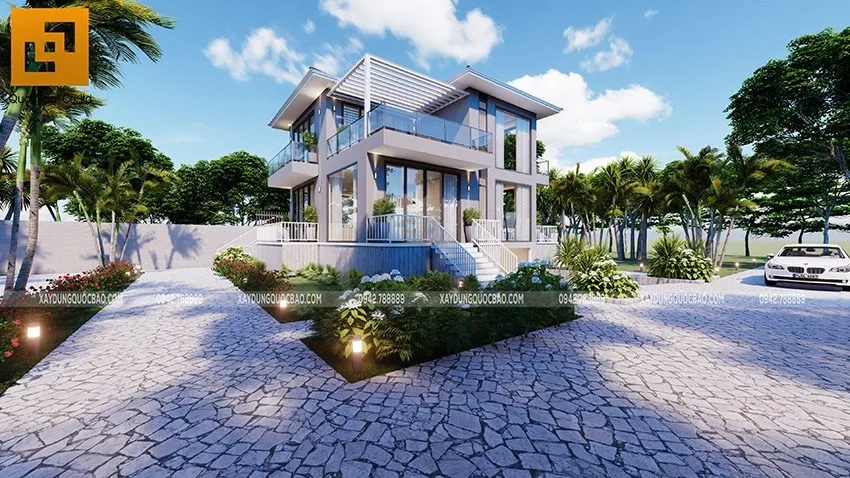 Chiêm Ngưỡng Biệt Thự Vườn Đẹp 2 Tầng Có Tầng Hầm Tại Nhơn Trạch- BT20104 9 Những khóm hoa đủ sắc màu quanh biệt thự tô điểm thêm nét duyên dáng cho ngôi nhà của gia chủ