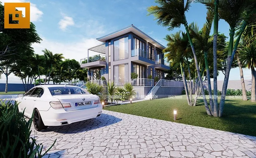 Chiêm Ngưỡng Biệt Thự Vườn Đẹp 2 Tầng Có Tầng Hầm Tại Nhơn Trạch- BT20104 2 Phối cảnh tổng thể biệt thự nghỉ dưỡng tại Nhơn Trạch, Đồng Nai