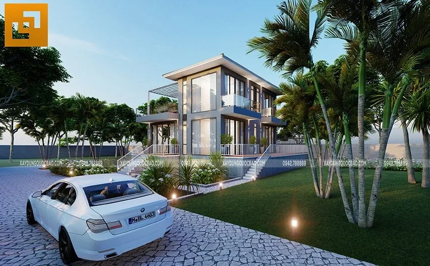 Chiêm Ngưỡng Biệt Thự Vườn Đẹp 2 Tầng Có Tầng Hầm Tại Nhơn Trạch- BT20104 10 Khi biệt thự lên đèn, không gian xung quanh trở nên rạng rỡ hơn bao giờ hết