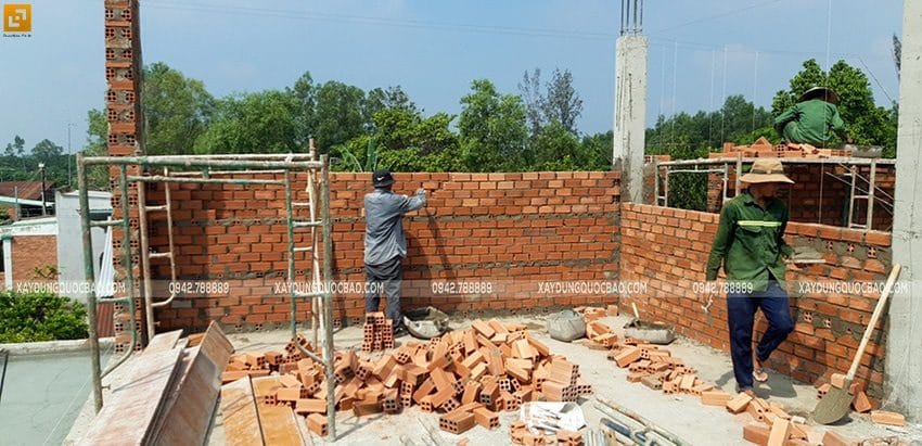 Thi công xây tường bao, tường ngăn lầu 1 - Ảnh 6