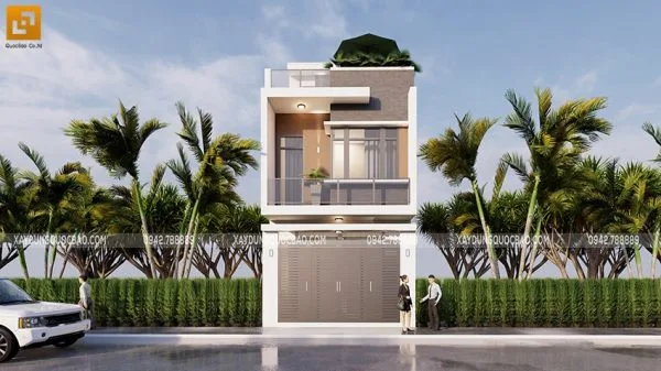 Thiết kế nhà phố 3 tầng hiện đại mặt tiền 5m của gia đình anh Cường