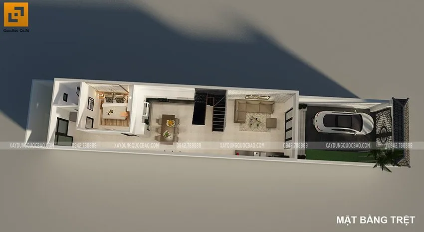 Nhà 2 tầng mái thái 5x16m tại Biên Hòa - NP20102 7 Bố trí mặt bằng công năng sử dụng tầng trệt nhà mái thái