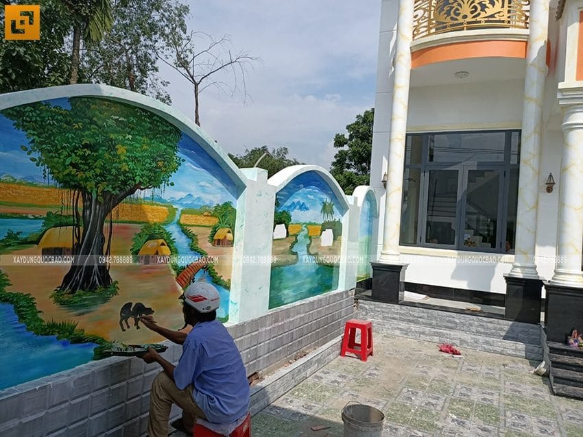 Dự Án Nhà Phố Tân Cổ Điển 2 Tầng Đẹp Tại Vĩnh Cửu Của Anh Tiến - Np20107 11 Trang trí tranh vẽ tường đẹp trong sân nhà - ảnh 3