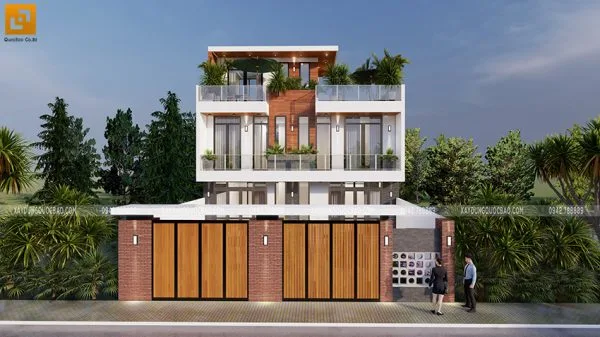 Phối cảnh nhà phố mặt tiền 11,4m chia đôi cho hai chị em tại Vĩnh Cửu