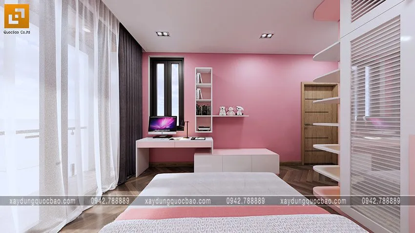 Biệt thự phố đẹp hiện đại giao thoa phong cách kiến trúc Á Âu 45 Gam màu đơn giản, họa tiết không quá cầu kỳ thích hợp cho những bé gái