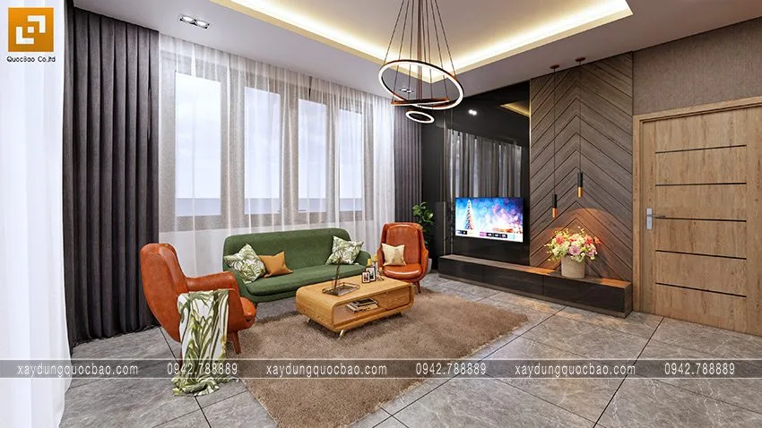 Biệt thự phố đẹp hiện đại giao thoa phong cách kiến trúc Á Âu 38 Phòng sinh hoạt chung rộng rãi ở lầu 2, không gian thư giãn của cả gia đình