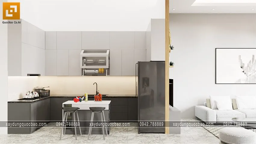 Nhà mái Nhật 2 tầng kiến trúc độc đáo 7x15m - NP21105 10 Thiết kế nội thất nhà bếp