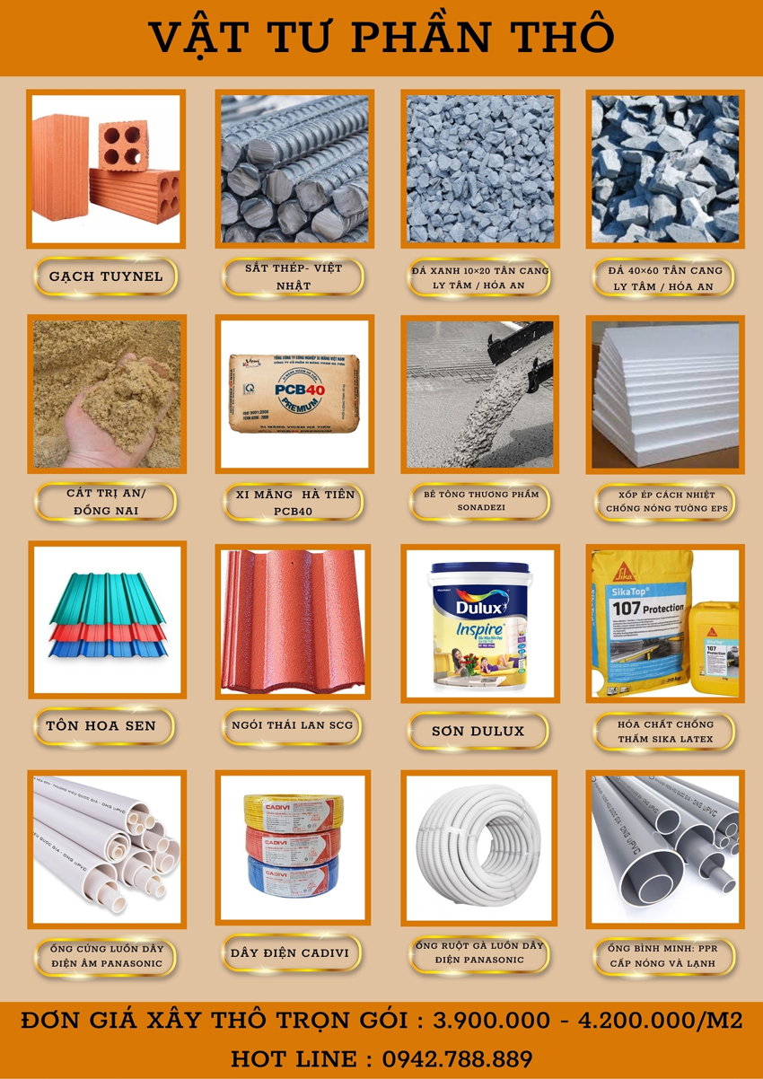 Vật tư sử dụng thi công phần thô của Công Ty Xây Dựng Quốc Bảo
