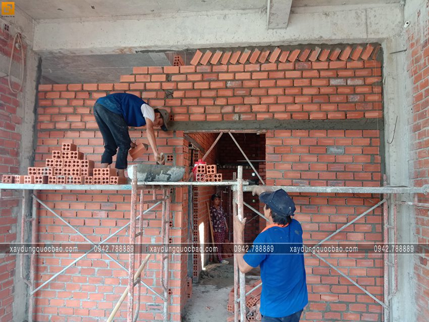 Công tác xây tô tường, vách ngăn nhà phố 3 tầng