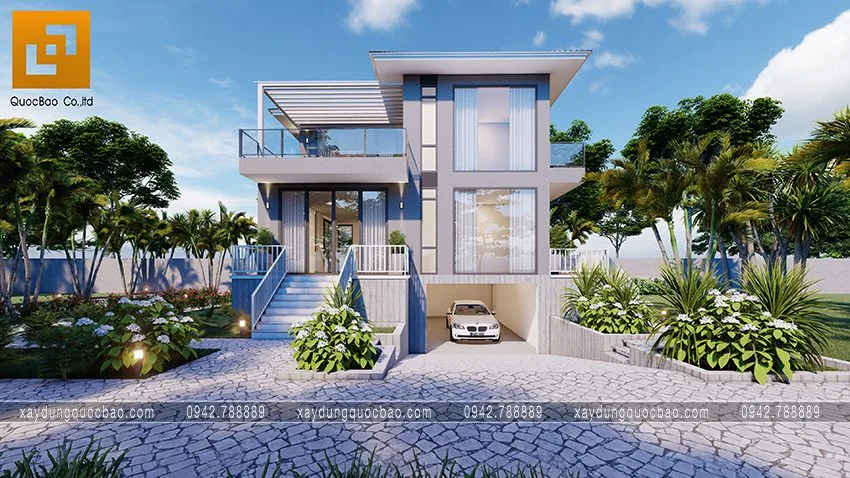 Top 299+ mẫu nhà đẹp được yêu thích nhất năm 2026 38 Thiết kế biệt thự 2 tầng mái bằng hiện đại gia đình chị Linh