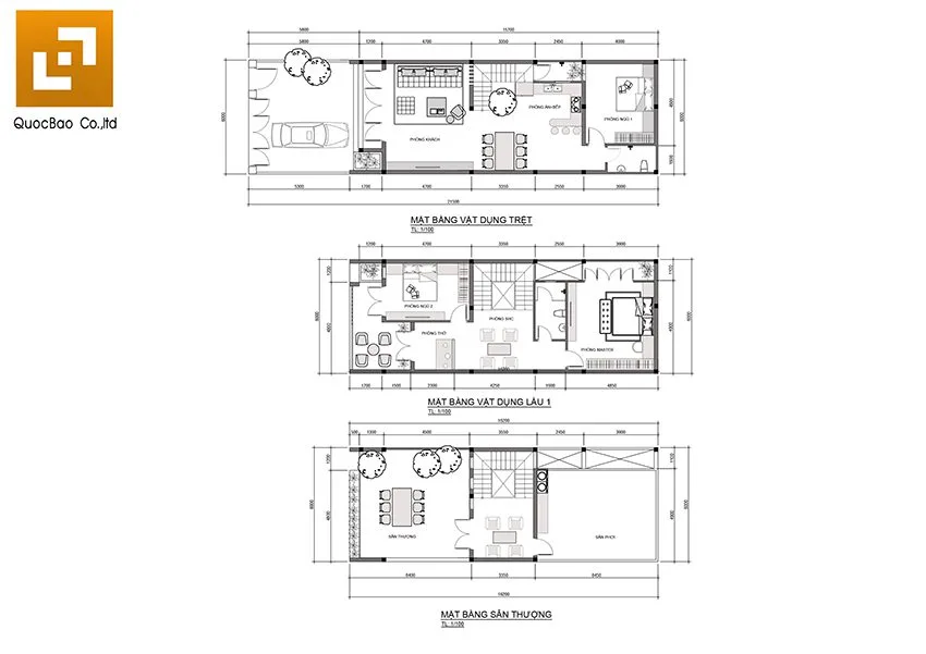 Bố trí công năng sử dụng nhà phố 3 tầng hiện đại