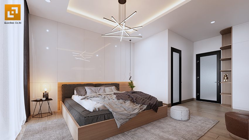 Nội thất phòng ngủ theo phong cách hiện đại với không gian rộng rãi, thoáng mát
