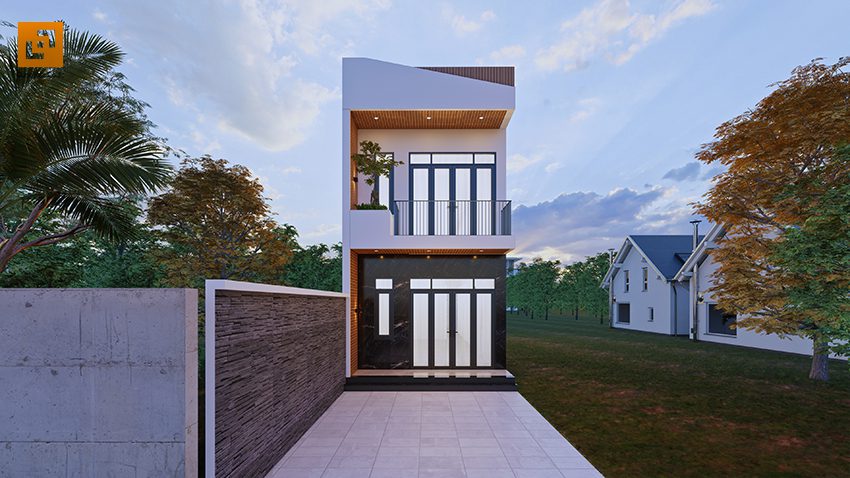 Công trình nhà  2 tầng đẹp  tập trung vào những đường nét đơn giản và chắc chắn, mang lại cảm giác thoải mái và dễ chịu.