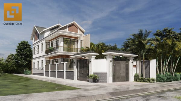 Biệt thự 2 tầng mái thái hiện đại với lối thiết kế sang trọng và tiện nghi