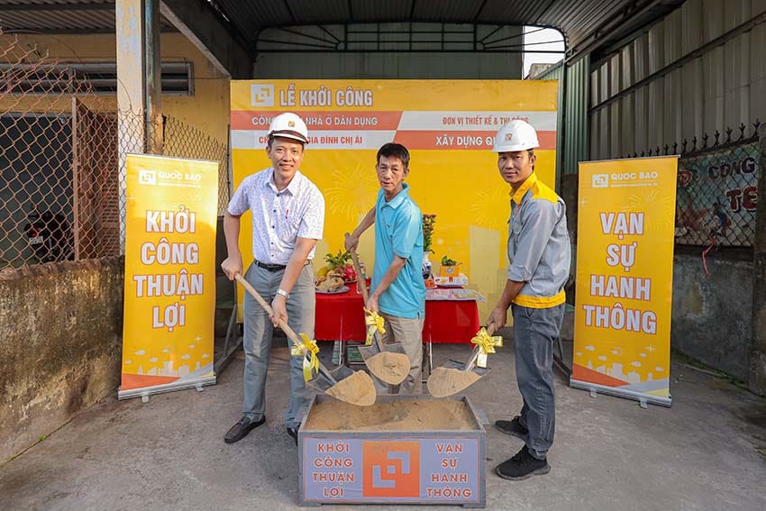 Dự án nhà phố tân cổ điển 2 tầng mái thái GĐ Chị Ái Tại Phước Tân - NP25002 12 Lễ khởi công nhà phố tân cổ điển 2 tầng