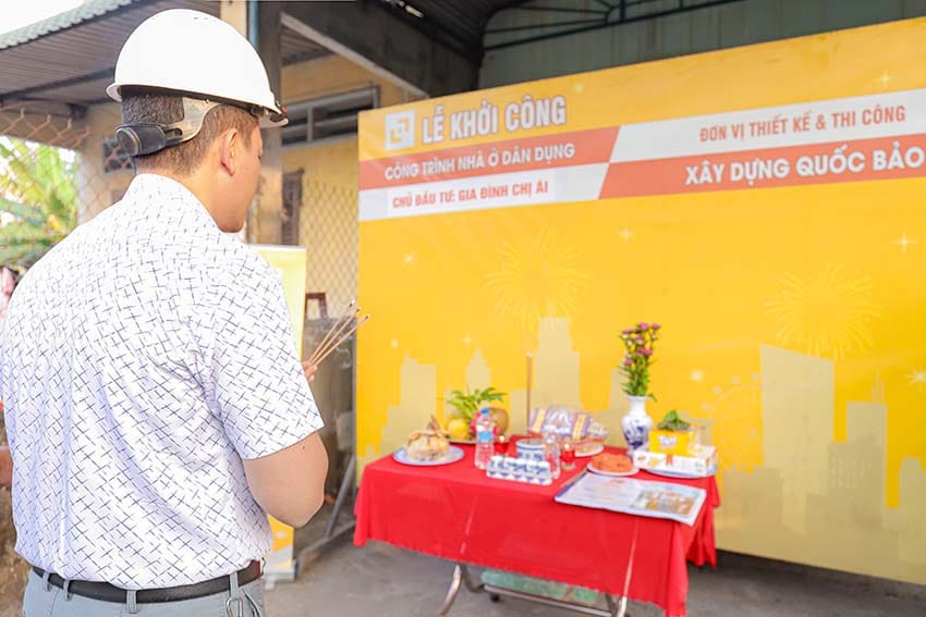 Dự án nhà phố tân cổ điển 2 tầng mái thái GĐ Chị Ái Tại Phước Tân - NP25002 10 Lễ khởi công nhà phố tân cổ điển 2 tầng