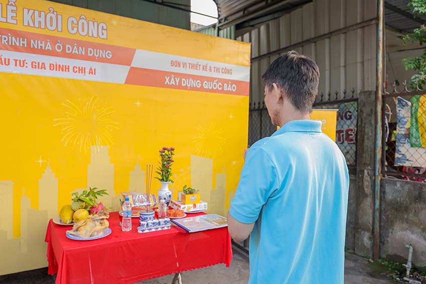 Dự án nhà phố tân cổ điển 2 tầng mái thái GĐ Chị Ái Tại Phước Tân - NP25002 6 Lễ khởi công nhà phố tân cổ điển 2 tầng