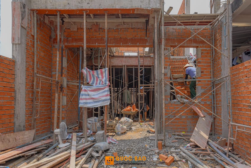 Dự án nhà phố hiện đại GĐ Anh Thắng Tại Nhơn Trạch - NP25001 33 Thi công phần thô nhà phố gác lửng