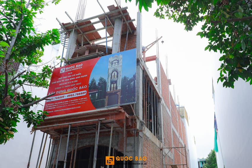 thi công nhà phố tân cổ điển 4 tầng