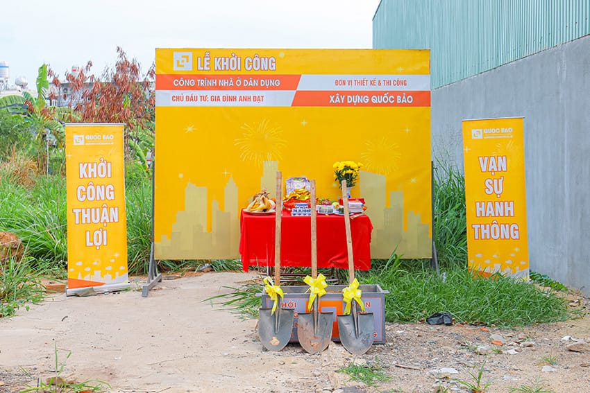 Dự án nhà phố hiện đại 2 tầng GĐ anh Đạt tại Tân Hiệp - NP25004 2 Lễ khởi công nhà phố hiện đại