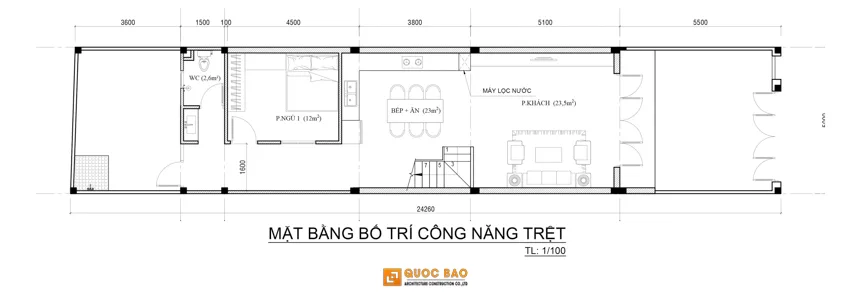 mặt bằng công năng nhà phố hiện đại 2 tầng