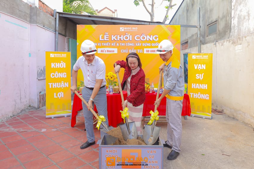 Dự án nhà phố 2 tầng GĐ anh Huỳnh Anh tại Long Thành - NP25006 5 khởi công nhà phố 2 tầng hiện đại