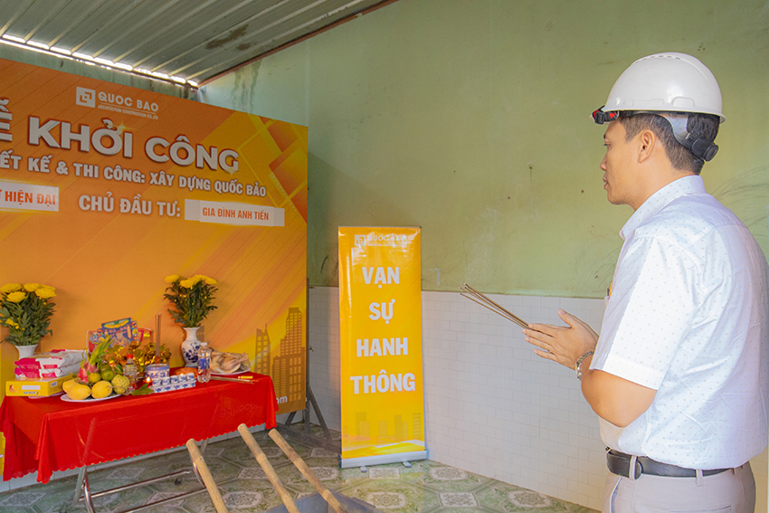 Dự án nhà phố hiện đại 2 tầng 1 tum GĐ anh Tiến tại Hố Nai, Đồng Nai - NP26001 10 Khởi công nhà phố hiện đại 2 tầng 1 tum