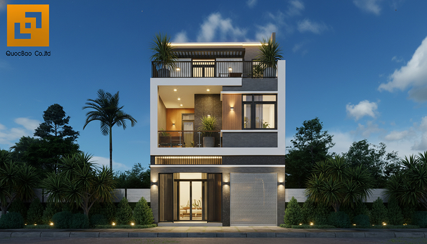 Dự án nhà phố hiện đại 2 tầng 1 tum GĐ anh Tiến tại Hố Nai, Đồng Nai - NP26001 1 nhà phố hiện đại 2 tầng 1 tum