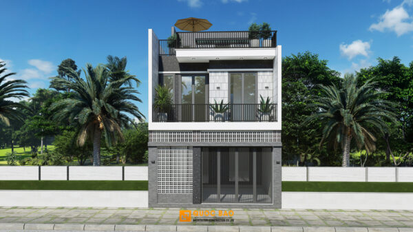 nhà phố 2 tầng 1 tum hiện đại