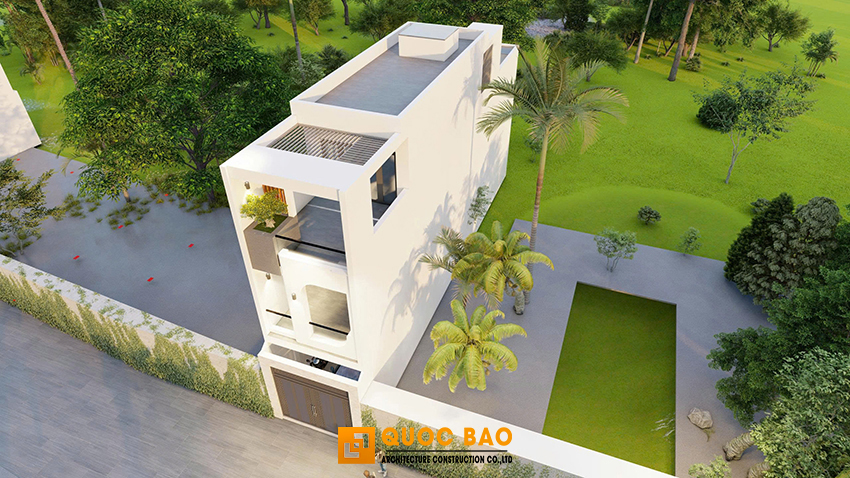 Nhà Phố 3 Tầng – Vẻ Đẹp Hiện Đại Trong Từng Không Gian Sống 3 3D nhà phố hiện đại 3 tầng