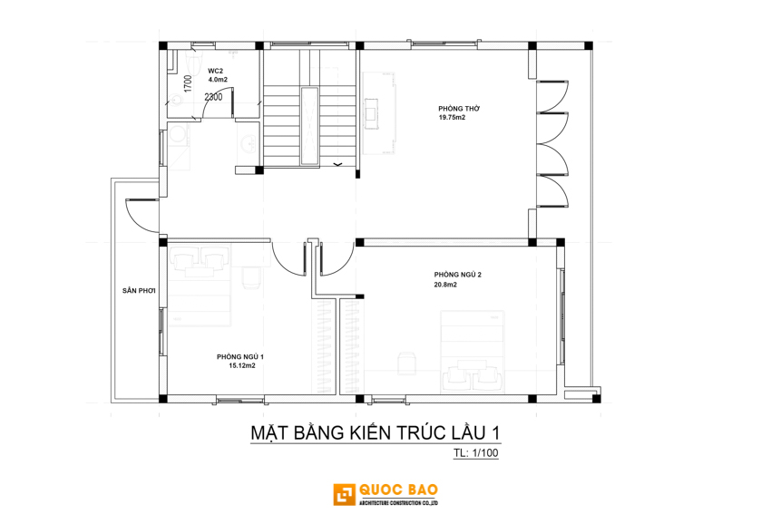 Thiết Kế Nhà Phố 2 Tầng hiện đại – Tối Ưu Không Gian Cho Gia Đình Trẻ 6 Mặt bằng công năng nhà phố 2 tầng hiện đại