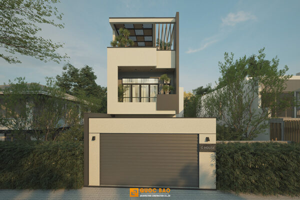 3D ngoại thất nhà phố hiện đại